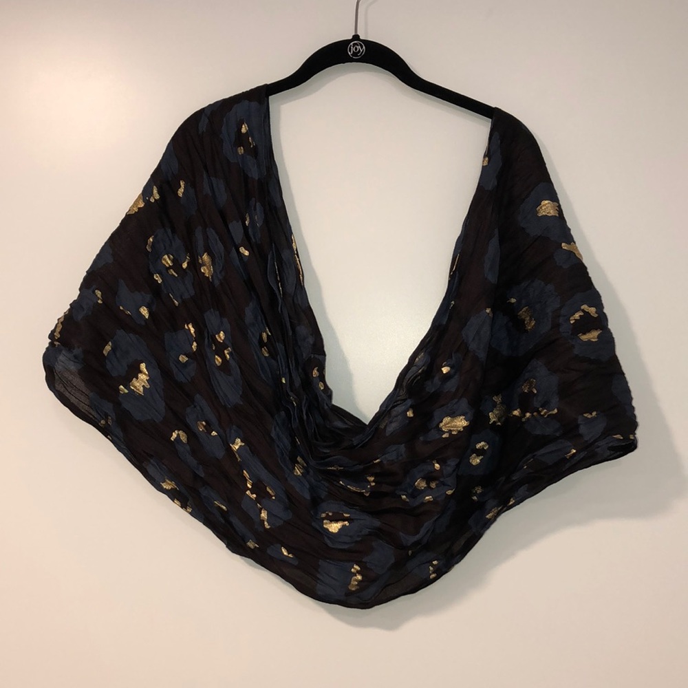 Black blue gold infinity scarf